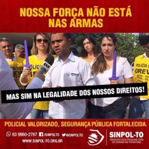 Ordem absurda do Governo do Tocantins impede o atendimento das ocorrências essenciais (Foto: Sinpol-TO)