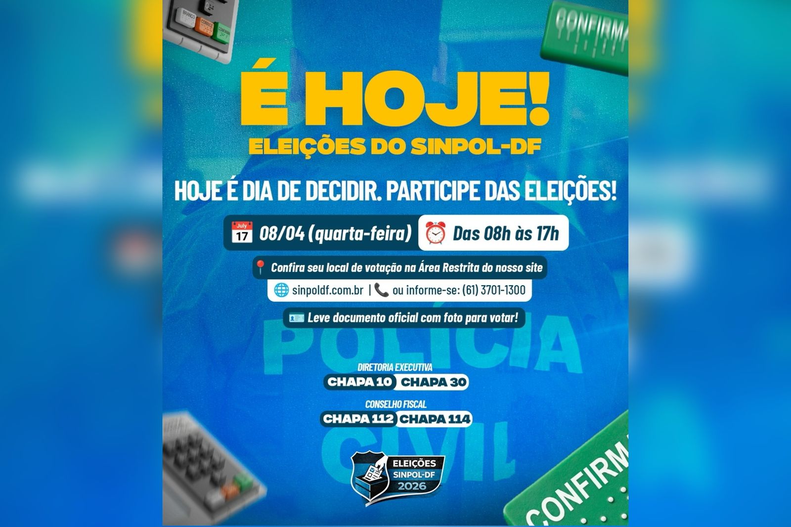 Consulte seu local de votação na Área Restrita do site | Foto: Criação Sinpol-DF