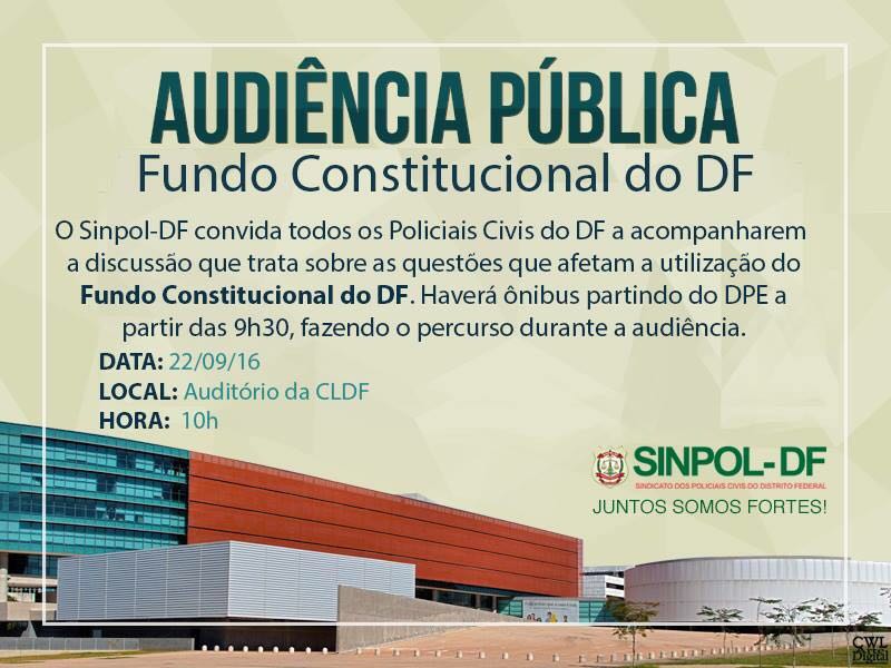 Audiência na CLDF discutirá uso do Fundo Constitucional