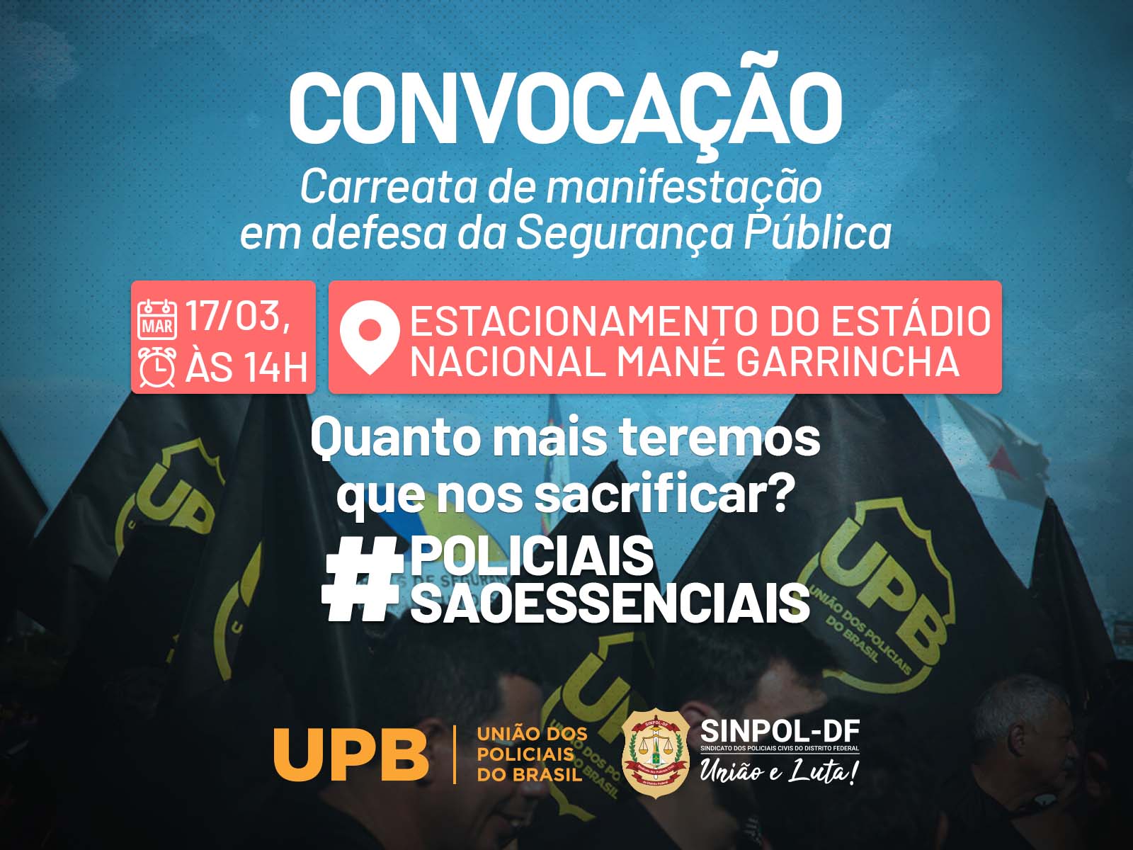 Sinpol-DF convoca categoria para carreata da UPB em defesa da Segurança Pública