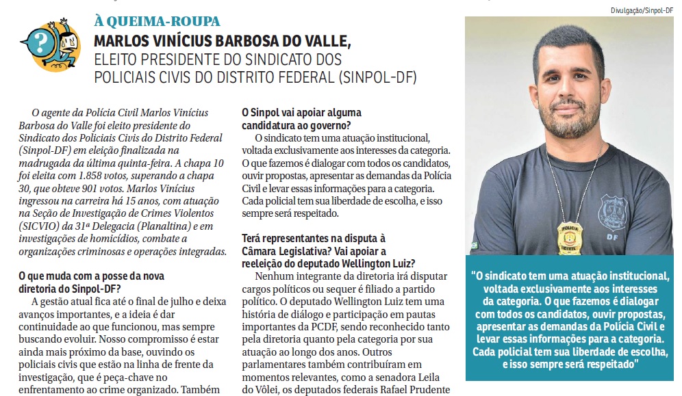 Marlos assumirá o sindicato a partir de 31 de julho de 2026. 