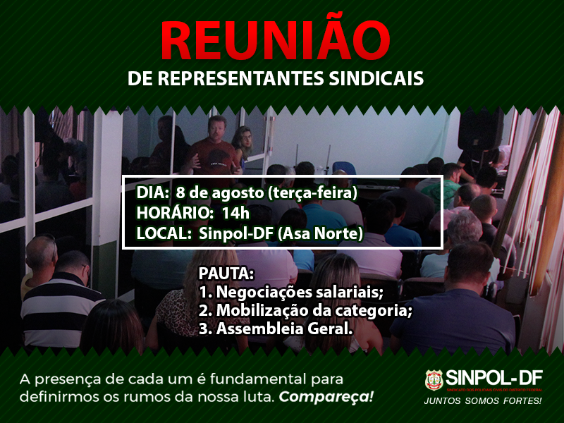 Representantes são convocados para reunião na terça, 8