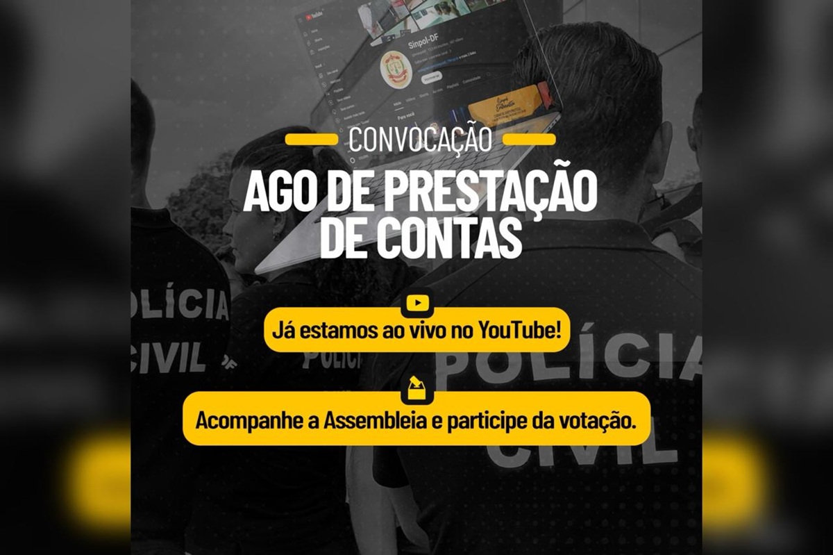 Filiados podem acompanhar a assembleia pelo canal do sindicato no YouTube | Foto: Criação Sinpol-DF